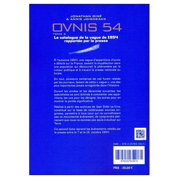 Ovnis 54 - Le catalogue de la vague de 1954 rapportée par la presse Tome 2
