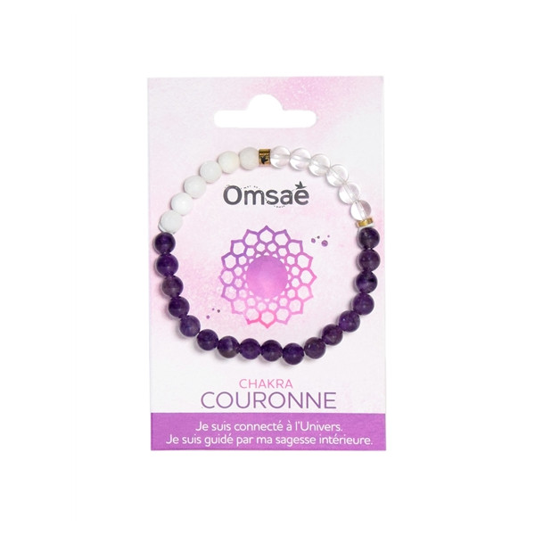 Bracelet Chakra Couronne Perles rondes 6 mm