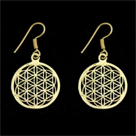 Boucles d'oreilles dorées fleur de vie en laiton -- 2.5 cm