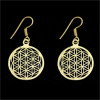 Boucles d'oreilles dorées fleur de vie en laiton -- 2.5 cm