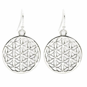 Boucles d'oreilles argentées fleur de vie laiton -- 2.5 cm