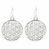 Boucles d'oreilles argentées fleur de vie laiton -- 2.5 cm
