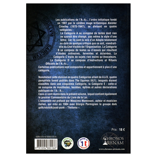 Le Message du Maître Therion et autres publications de l'A.A en catégorie E