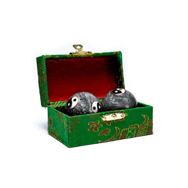 Boules de santé Qi Gong Yin et Yang Tai Chi gris -- 3.5 cm