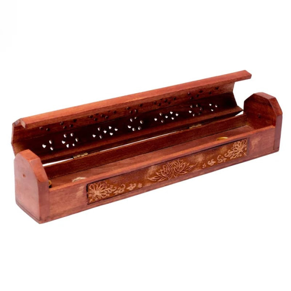 Emballé par 2, Porte bÃ¢tons d'encens avec réceptacle Lotus -- 31x5.5x6 cm