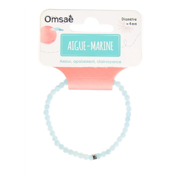Bracelet Aigue-Marine Perles rondes 4 mm