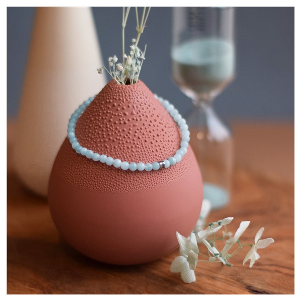 Bracelet Aigue-Marine Perles rondes 4 mm