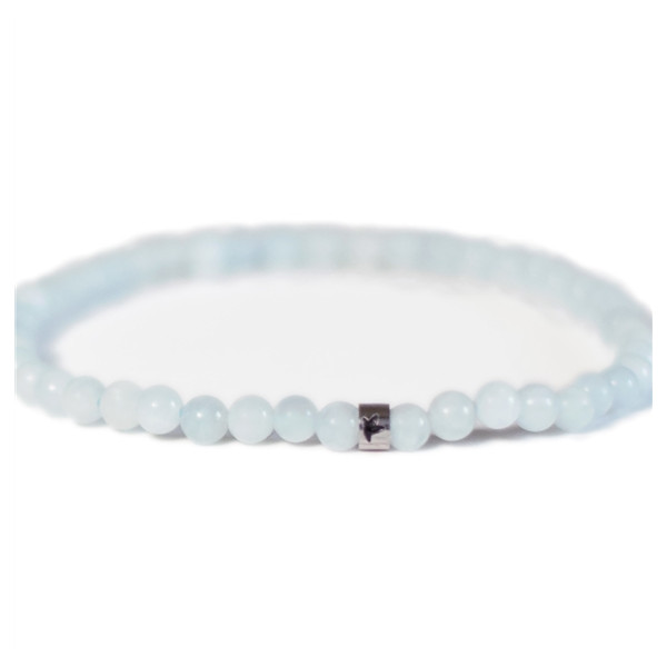 Bracelet Aigue-Marine Perles rondes 4 mm