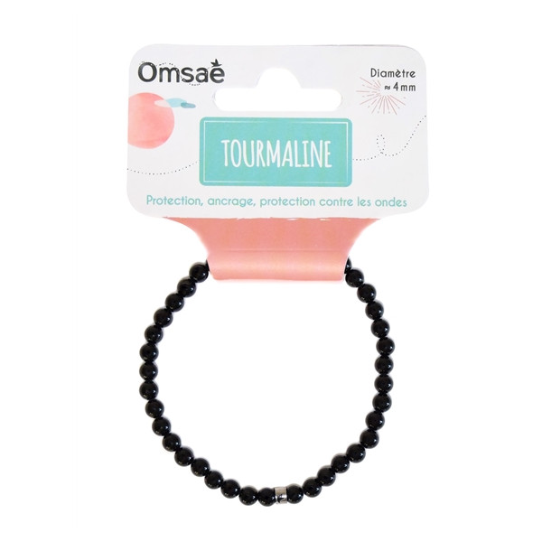 Bracelet Tourmaline Noire Perles rondes 4 mm
