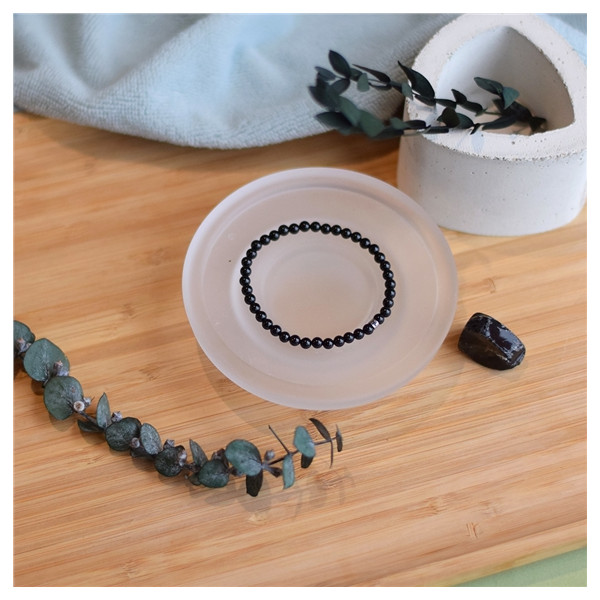 Bracelet Tourmaline Noire Perles rondes 4 mm