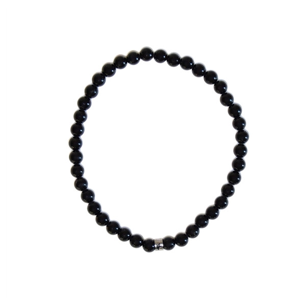 Bracelet Tourmaline Noire Perles rondes 4 mm