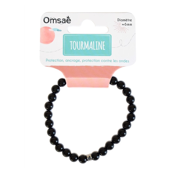 Bracelet Tourmaline Noire Perles rondes 6 mm
