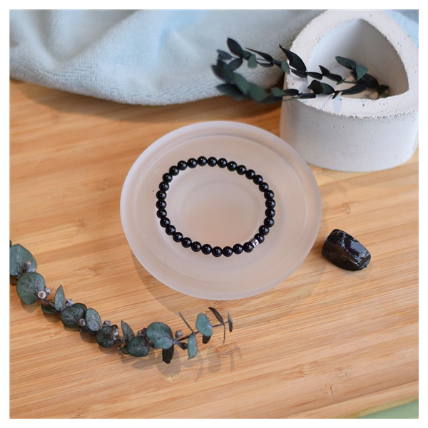 Bracelet Tourmaline Noire Perles rondes 6 mm