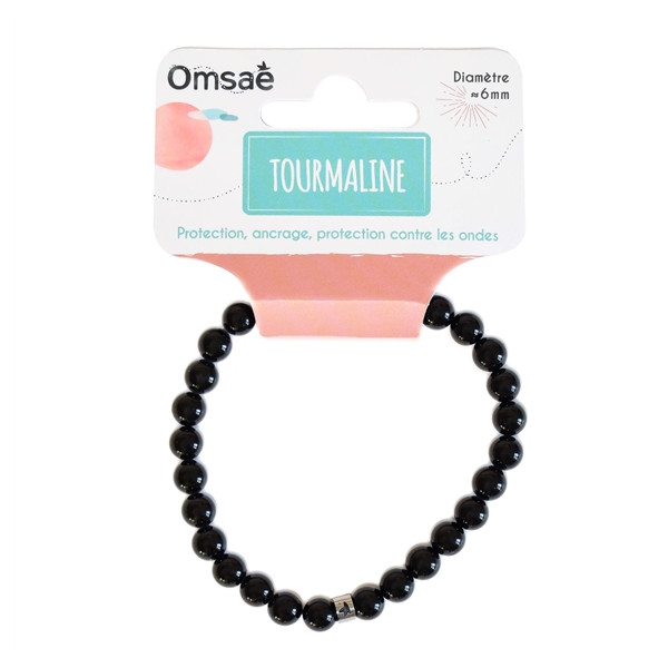 Bracelet Tourmaline Noire Perles rondes 6 mm