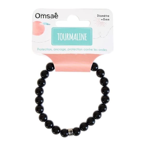 Bracelet Tourmaline Noire Perles rondes 8 mm