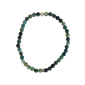 Bracelet Agate Mousse Perles rondes 4 mm