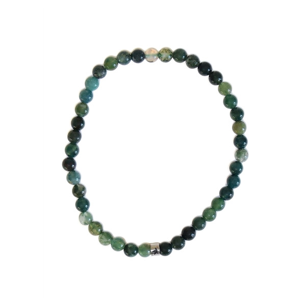 Bracelet Agate Mousse Perles rondes 4 mm