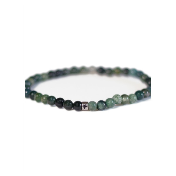 Bracelet Agate Mousse Perles rondes 4 mm