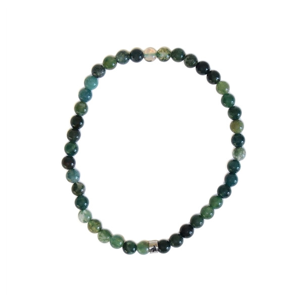 Bracelet Agate Mousse Perles rondes 4 mm