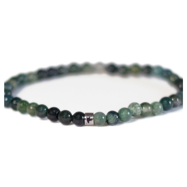 Bracelet Agate Mousse Perles rondes 4 mm