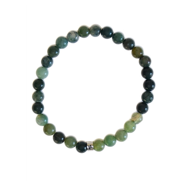 Bracelet Agate Mousse Perles rondes 6 mm