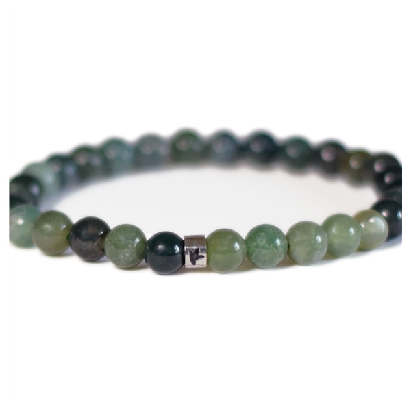 Bracelet Agate Mousse Perles rondes 6 mm