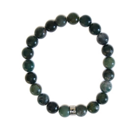 Bracelet Agate Mousse Perles rondes 8 mm