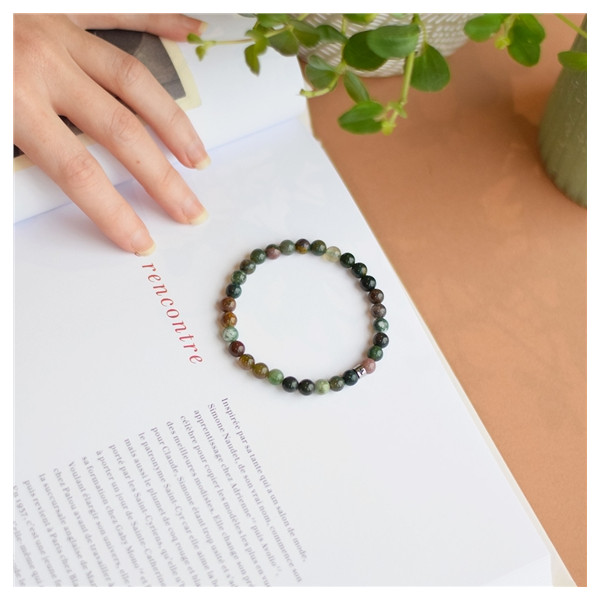 Bracelet Agate Multicolore Perles rondes 6 mm