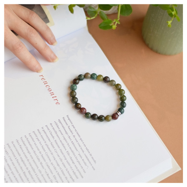 Bracelet Agate Multicolore Perles rondes 8 mm