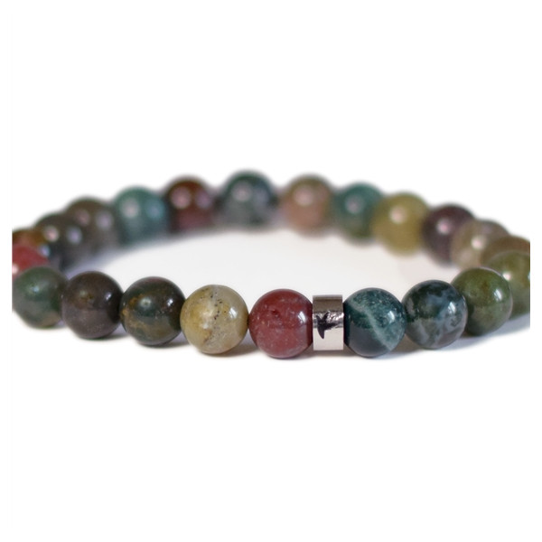 Bracelet Agate Multicolore Perles rondes 8 mm