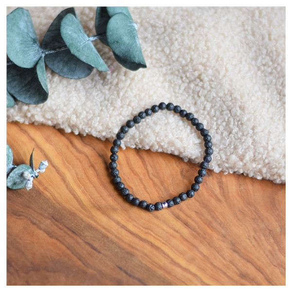 Bracelet Pierre de lave Perles rondes 4 mm