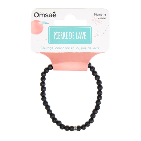 Bracelet Pierre de lave Perles rondes 4 mm