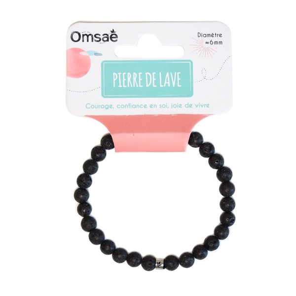 Bracelet Pierre de lave Perles rondes 6 mm