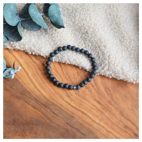 Bracelet Pierre de lave Perles rondes 6 mm