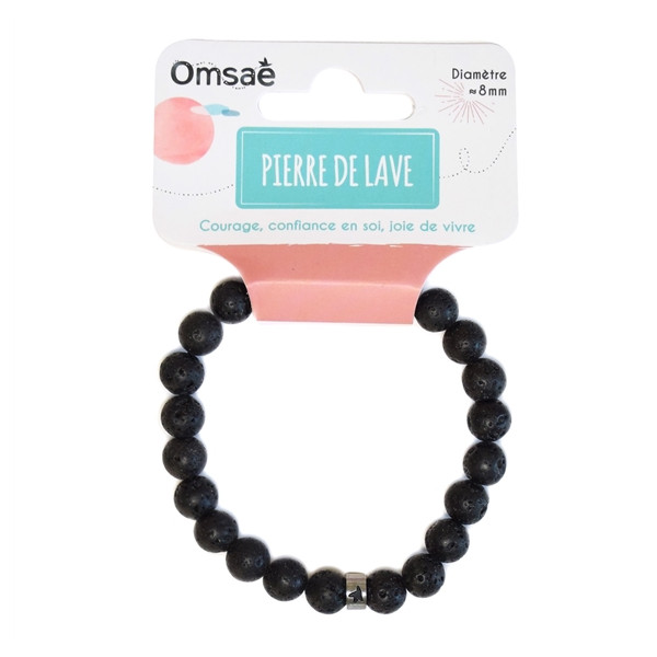 Bracelet Pierre de lave Perles rondes 8 mm