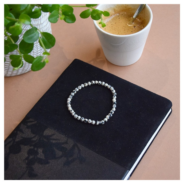 Bracelet Jaspe Dalmatien Perles rondes 4 mm