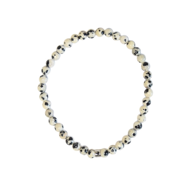 Bracelet Jaspe Dalmatien Perles rondes 4 mm