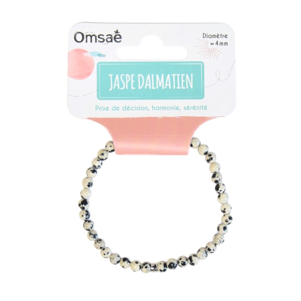 Bracelet Jaspe Dalmatien Perles rondes 4 mm