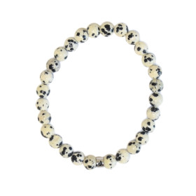 Bracelet Jaspe Dalmatien Perles rondes 6 mm