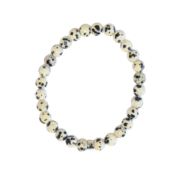 Bracelet Jaspe Dalmatien Perles rondes 6 mm
