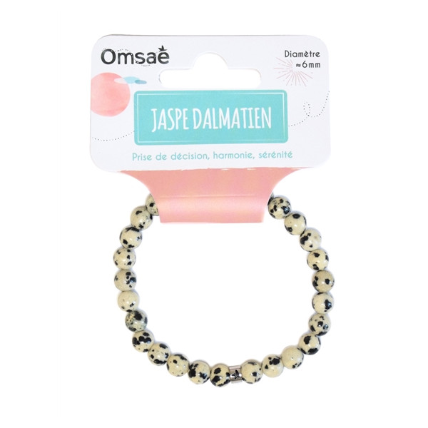 Bracelet Jaspe Dalmatien Perles rondes 6 mm