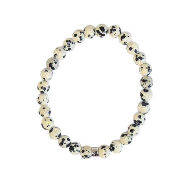 Bracelet Jaspe Dalmatien Perles rondes 6 mm