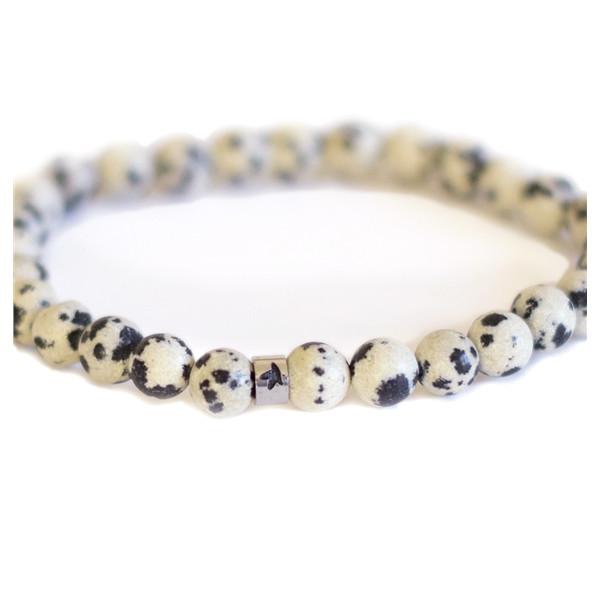 Bracelet Jaspe Dalmatien Perles rondes 6 mm