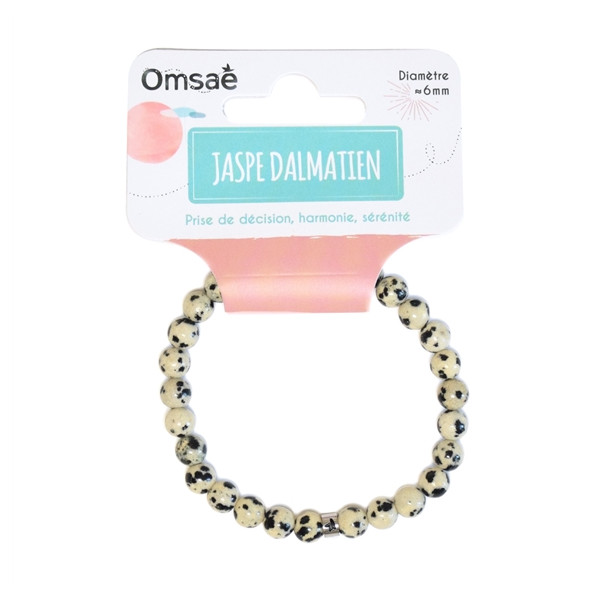 Bracelet Jaspe Dalmatien Perles rondes 6 mm