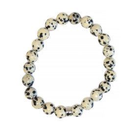 Bracelet Jaspe Dalmatien Perles rondes 8 mm