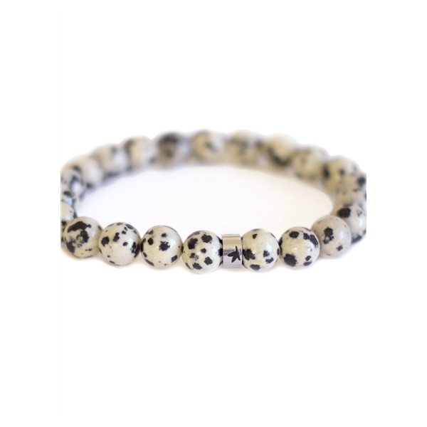 Bracelet Jaspe Dalmatien Perles rondes 8 mm