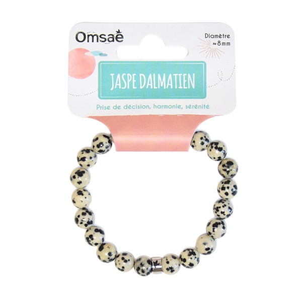 Bracelet Jaspe Dalmatien Perles rondes 8 mm