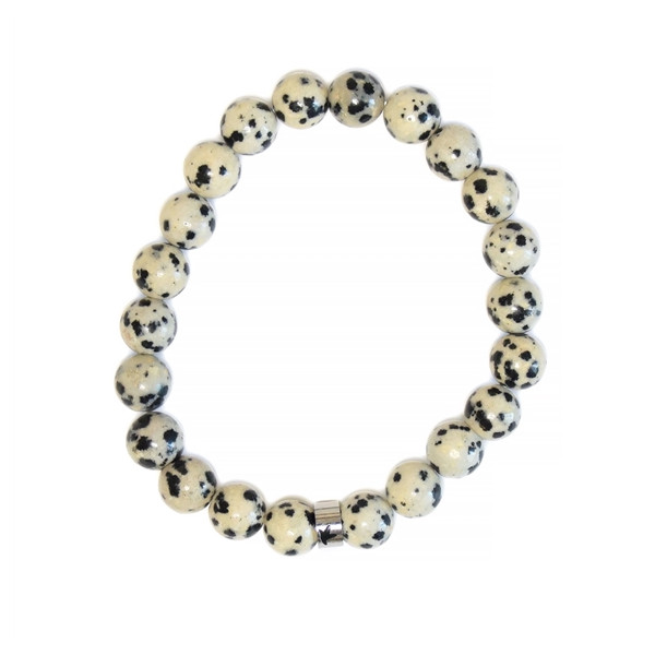 Bracelet Jaspe Dalmatien Perles rondes 8 mm