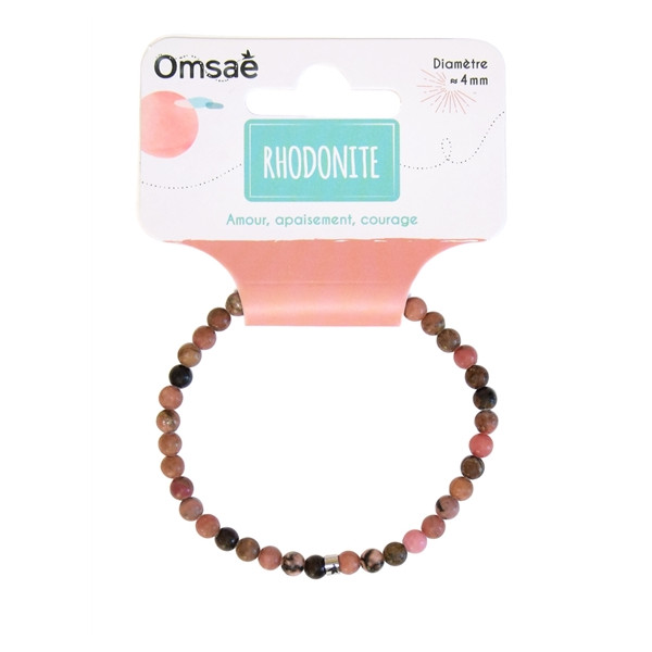 Bracelet Rhodonite Perles rondes 4 mm