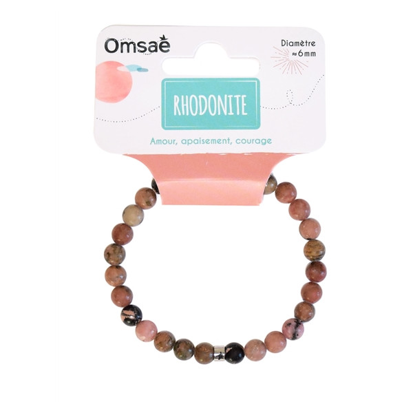 Bracelet Rhodonite Perles rondes 6 mm